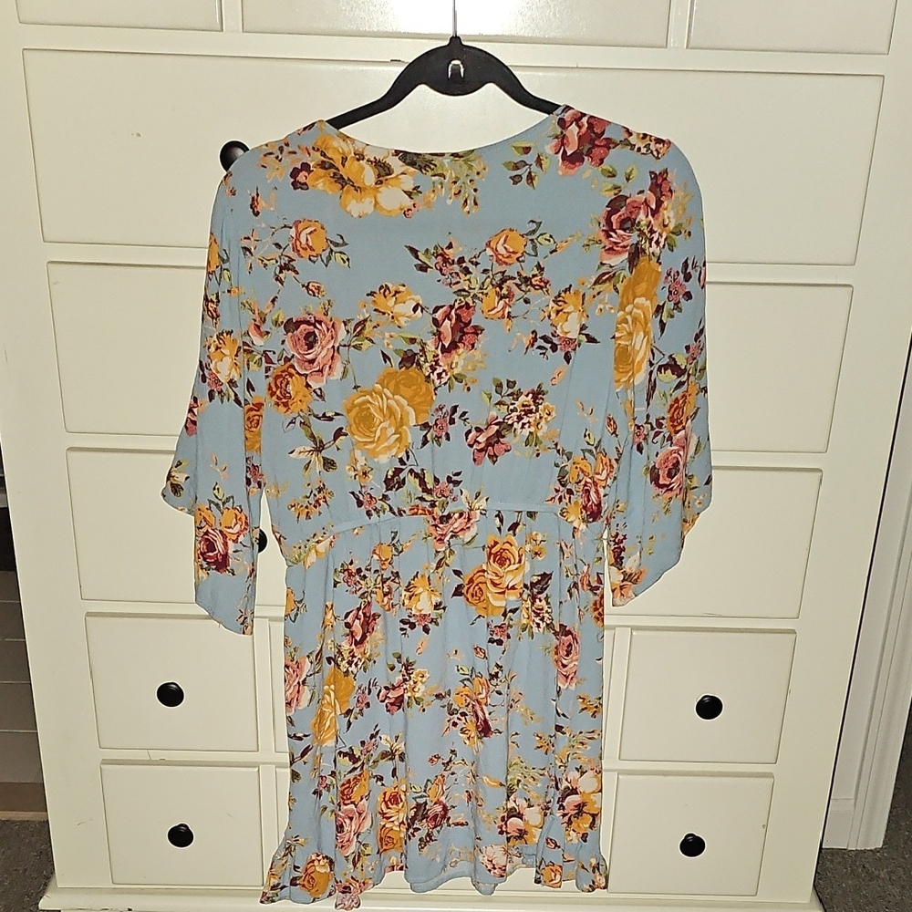 Xhilaration Floral Dress - Blue and Yellow - Picture 3 of 3